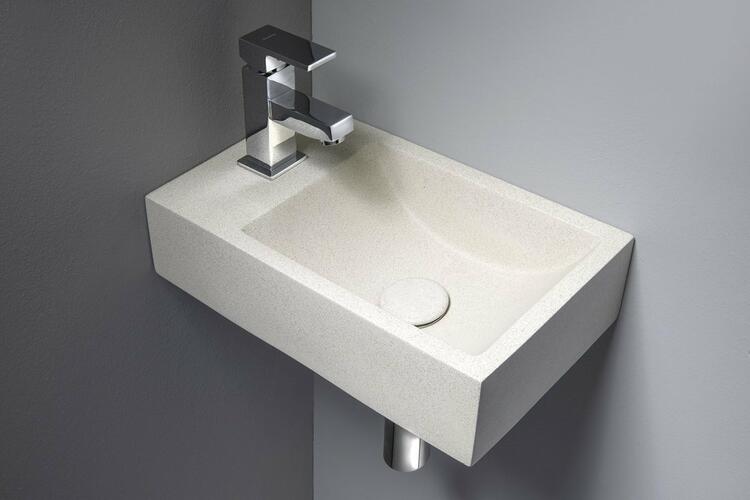 Betonové umývátko 40 cm L bílý pískovec – Sapho Crest AR410