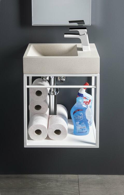 Betonové umývátko 40 cm P bílý pískovec – Sapho Crest AR413