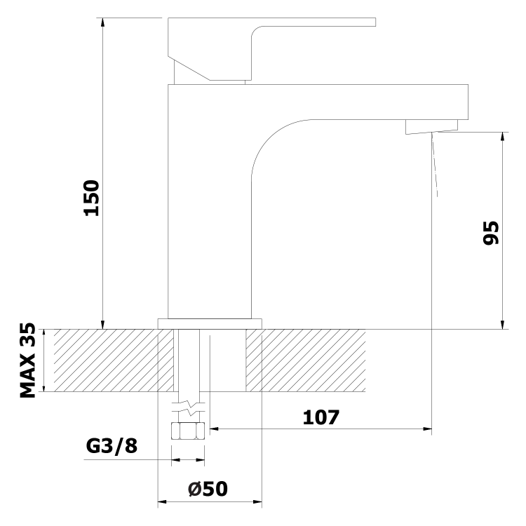 Stojánková umyvadlová baterie výška 150 mm chrom – Bruckner Sieger 914.002.1