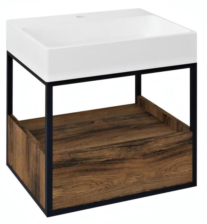 Umyvadlová skříňka 59×49,5×46,5 cm černá mat/dub Collingwood – Sapho SKARA CG002-1919