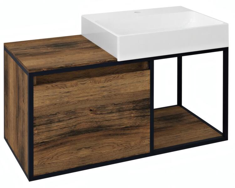Umyvadlová skříňka 100×49,5×46,5 cm černá mat/dub Collingwood – Sapho SKARA CG004-1919