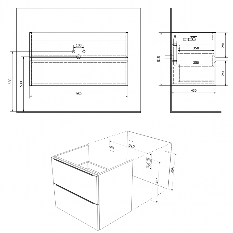 Umyvadlová skříňka 95×51,5×43 cm dub – Sapho FILENA FID1210D