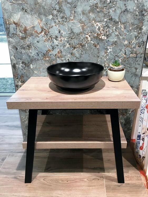 TWIGA umyvadlový stolek 90x72x50 cm, černá mat/dub Rover