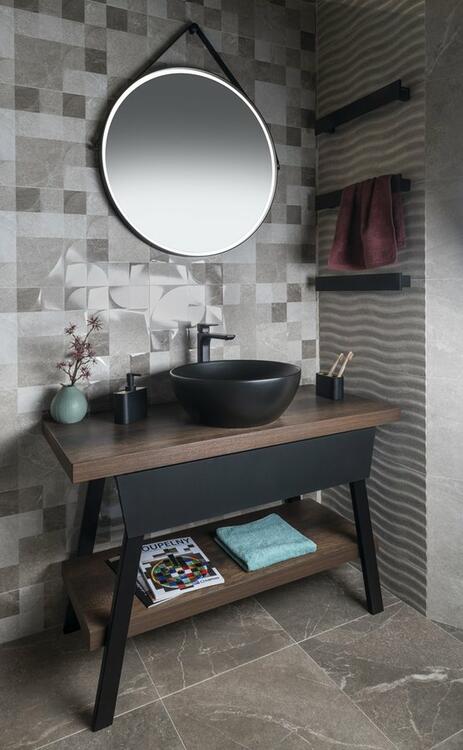 Umyvadlový stolek 110×72×50 cm černá mat aquamarine – Sapho TWIGA VC453-110-6