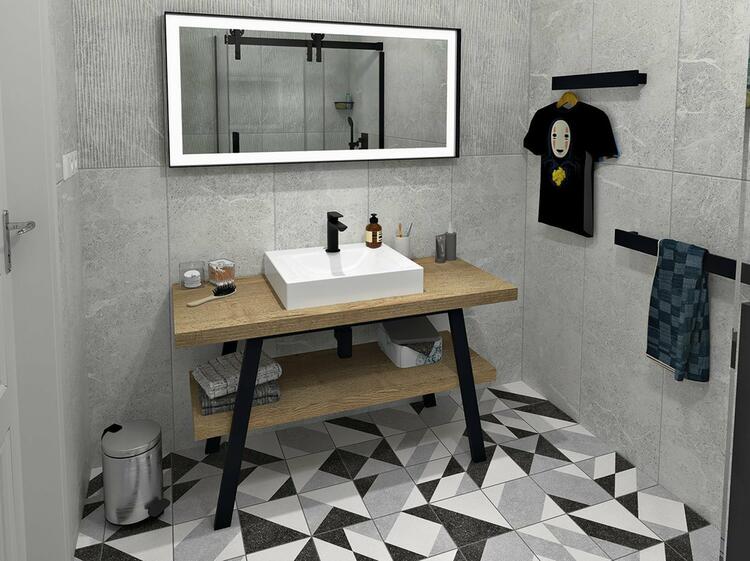 TWIGA umyvadlový stolek 130x72x50 cm, černá mat/dub Rover