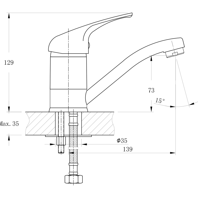Stojánková umyvadlová baterie otočné ramínko chrom – Bruckner Hoffer 424.001.1