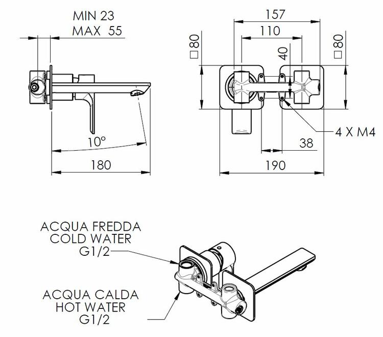 PAX podomítková dvouprvková umyvadlová baterie, černá mat