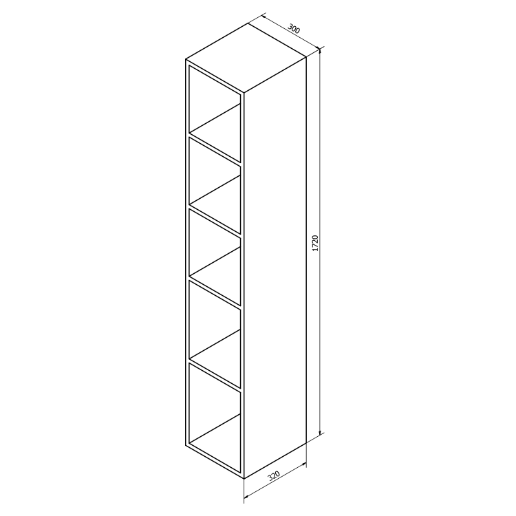 Policová skříňka 30×172×32 cm jilm bardini – Sapho ESC160-1313