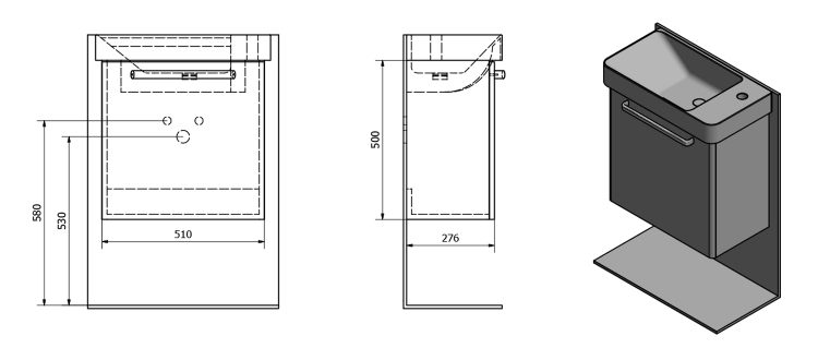 Umyvadlová skříňka 51×50×28 cm jilm bardini – Sapho LATUS LT080-1313