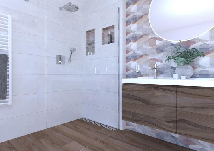 Obklad do koupelny nebo kuchyně v imitaci betonu Terra White 30x90 cm 1. jakost