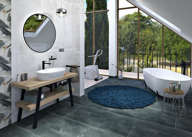 Umyvadlový stolek 110×72×50 cm černá mat dub tmavý – Sapho TWIGA VC453-110-11