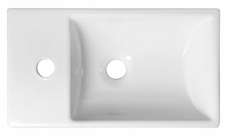 MINOS keramické umývátko, 45x26cm, baterie vlevo, bílá