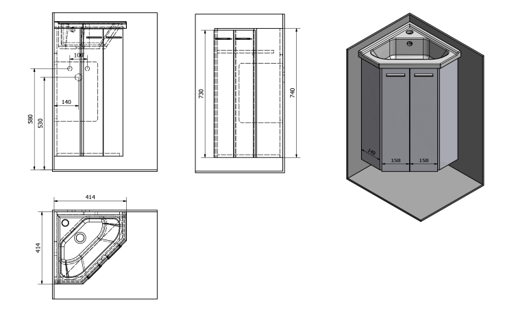 Umyvadlová skříňka 39×74×39 cm dub platin – Aqualine ZOJA 50344