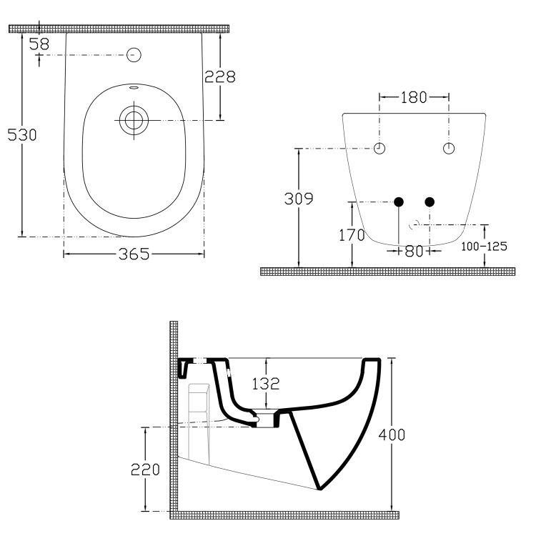 INFINITY bidet závěsný, 36,5x53cm, bílá