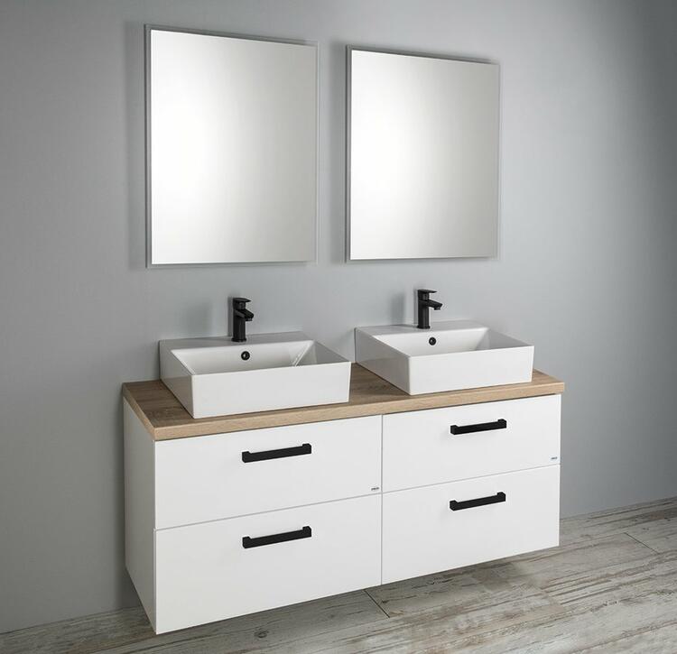 VEGA sestava koupelnového nábytku, š. 125 cm, bílá/dub platin