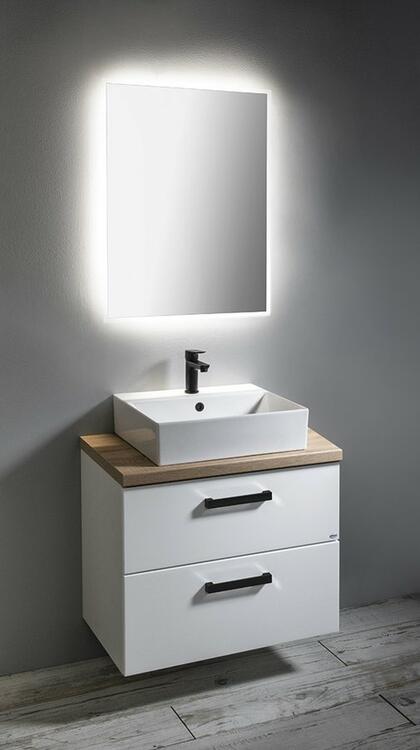 VEGA sestava koupelnového nábytku, š. 82,5 cm, bílá/dub platin