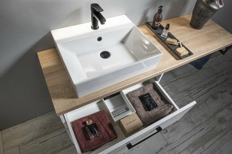 Koupelnová sestava nábytku bílá/dub - Aqualine VEGA VG083-02