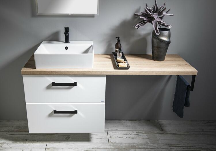 VEGA sestava koupelnového nábytku, š. 145 cm, bílá/dub platin