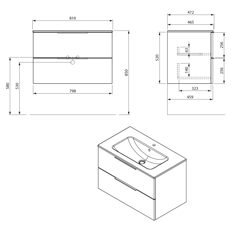 Umyvadlová skříňka 79,8×52×46 cm borovice rustik – Sapho CIRASA CR801-1616
