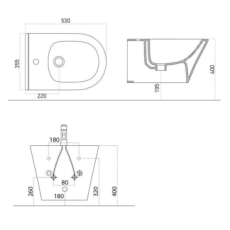 AVVA bidet závěsný 35,5x53 cm, černá mat