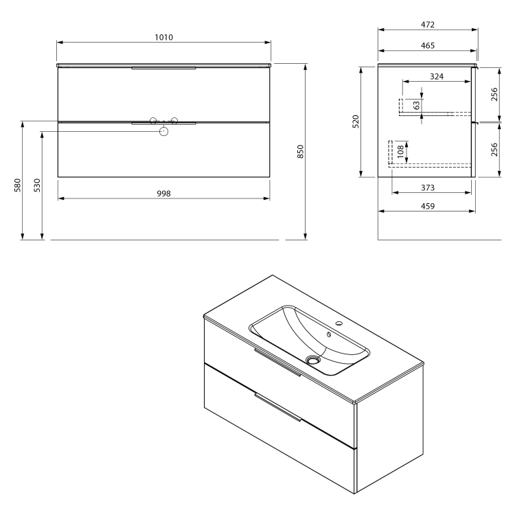 Umyvadlová skříňka 99,8×52×46 cm dub Alabama – Sapho CIRASA CR100-2222