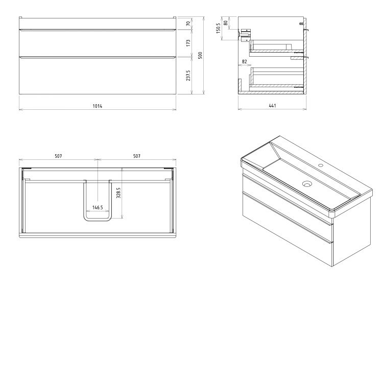 Umyvadlová skříňka 101,4×50×44,2 cm dub alabama – Sapho Sitia SI105-2222