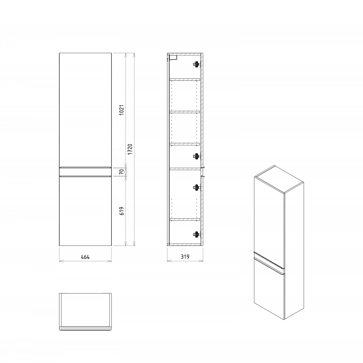 Vysoká skříňka s dvířkami 46,7×172×32 cm L/P dub alabama – Sapho Sitia SI450-2222