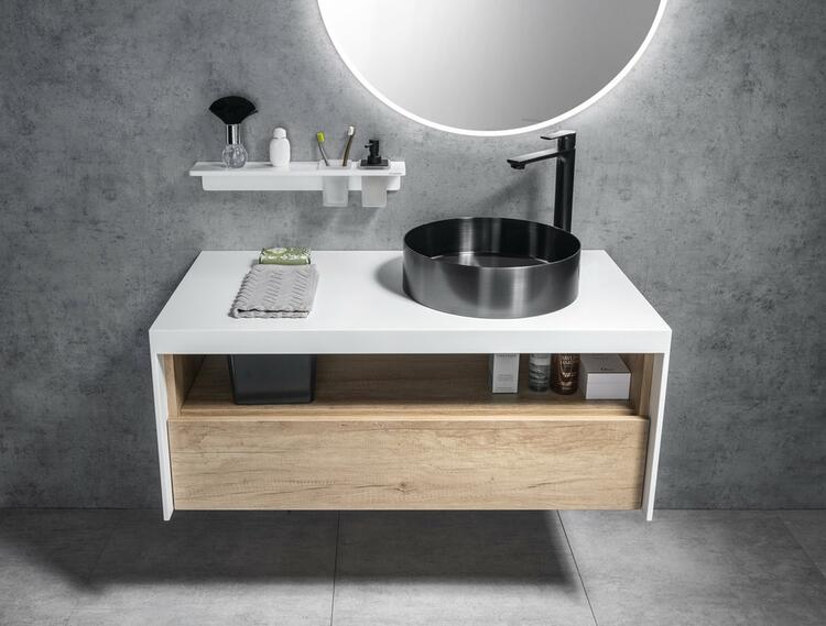 Umyvadlová skříňka 80×44×50 cm bílá mat/dub Alabama – Sapho VIERA VA080-2222