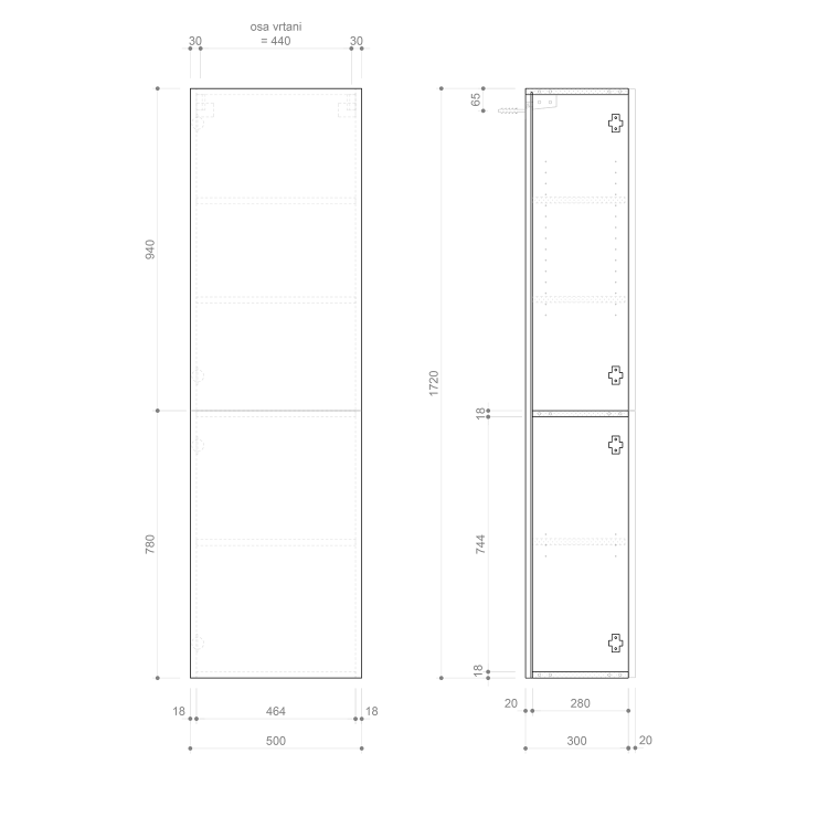 Skříňka s dvířkami 50×172×32 cm L/P dub alabama – Sapho Espace ESC450-2222