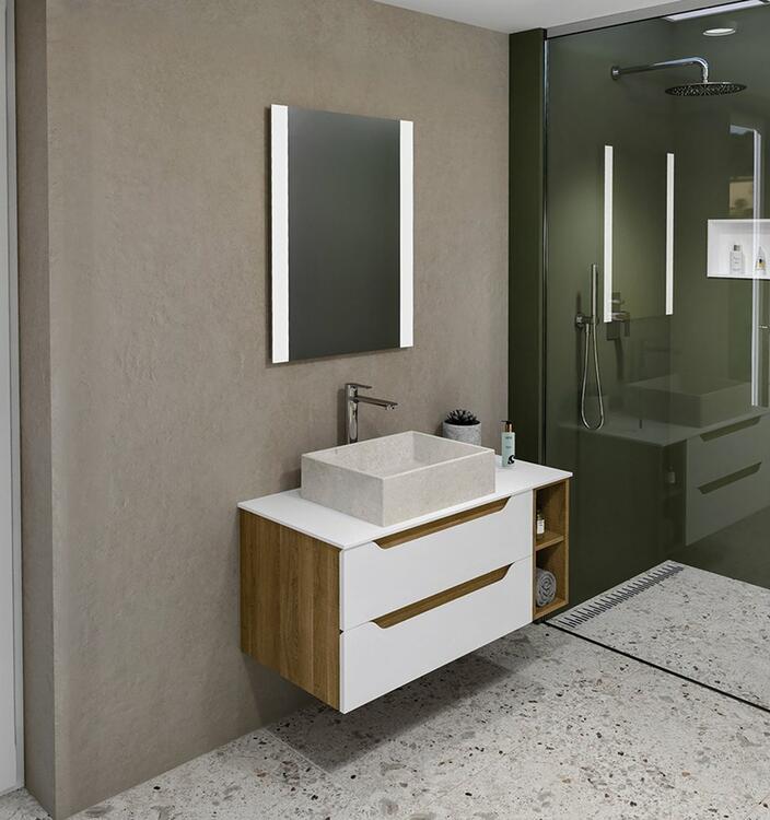 Umyvadlová skříňka 79,7×45×47,8 cm bílá/dub Alabama – Sapho WAVE WA080-3022