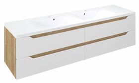 Dvojumyvadlová skříňka 179,7×50×47,8 cm bílá mat/dub Alabama – Sapho WAVE WA180-3022 | Více -