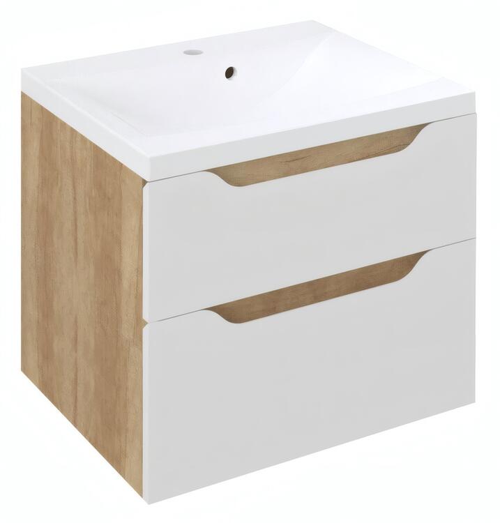 Umyvadlová skříňka 60×65×47,8 cm bílá/dub Alabama – Sapho WAVE WA060-3022