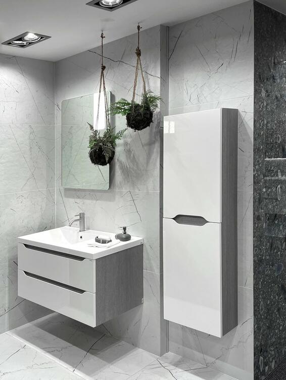 Vysoká skříňka bílá/dub L/P - SAPHO WAVE WA250-3022