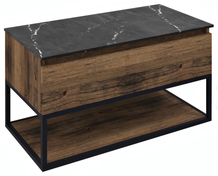 Umyvadlová skříňka 90×50×45 cm černá mat/dub Collingwood – Sapho SKARA CG006-1919