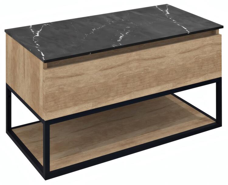 Umyvadlová skříňka 90×50×45 cm černá mat/dub Alabama – Sapho SKARA CG006-2222