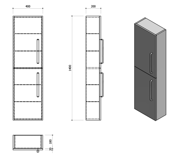 Vysoká skříňka dub L/P - SAPHO THEIA TH400-2222