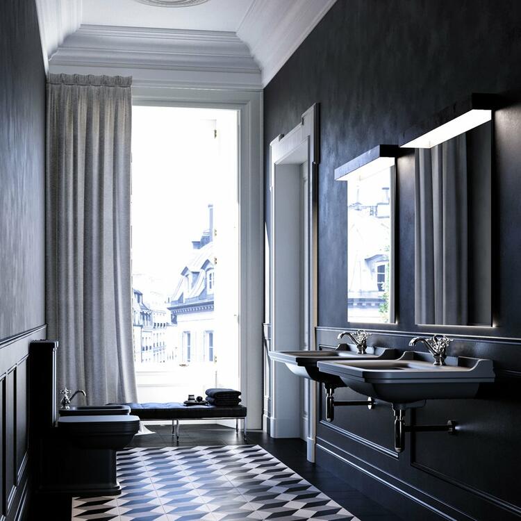 WALDORF bidet stojící 37x65cm, černá mat