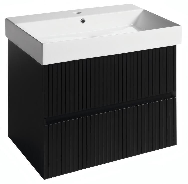Umyvadlová skříňka 67×51,5×43 cm černá mat strip – Sapho FILENA FID1270BS