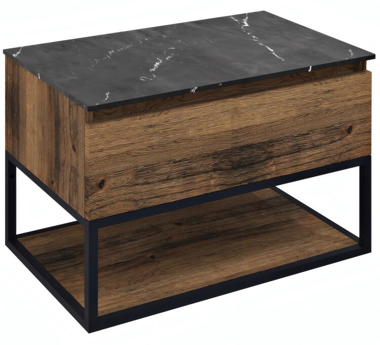 Umyvadlová skříňka 80×50×45 cm černá mat/dub Collingwood – Sapho SKARA CG008-1919