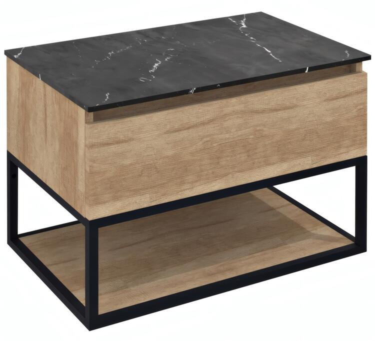 Umyvadlová skříňka 80×50×45 cm černá mat/dub Alabama – Sapho SKARA CG008-2222