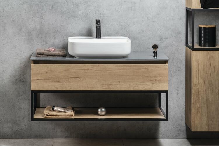 Umyvadlová skříňka 100×50×45 cm černá amt/dub Alabama – Sapho SKARA CG009-2222