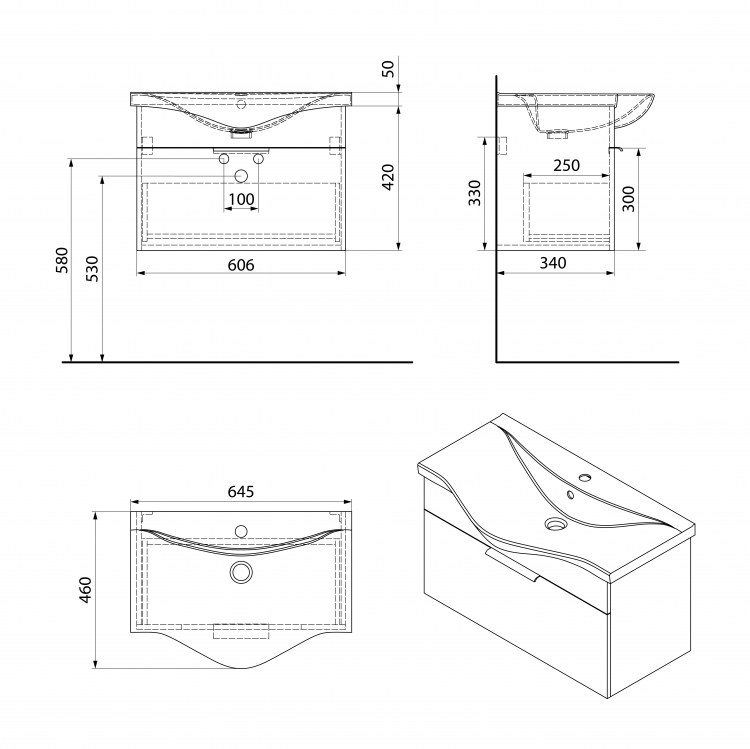 Koupelnová umyvadlová skříňka bílá - Aqualine AKIRA AK265