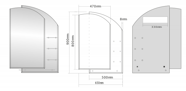 WEGA zrcadlo s policemi 65x90cm