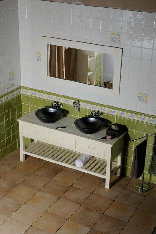 BRAND zrcadlo v dřevěném rámu 1300x700mm, starobílá