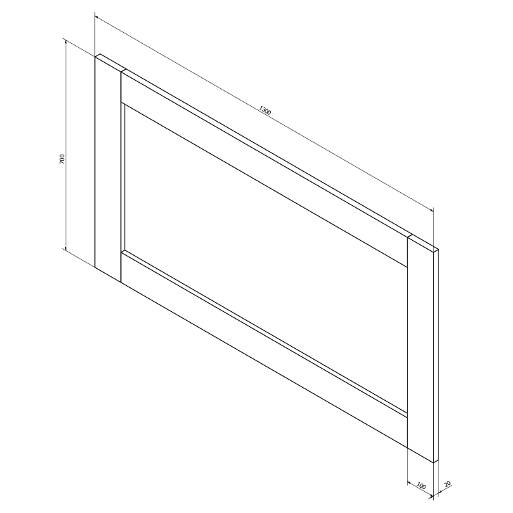 BRAND zrcadlo v dřevěném rámu 1300x700mm, starobílá