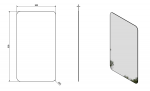 ISHAPE zrcadlo s broušenou hranou 50x90cm, zakulacené rohy, CU free
