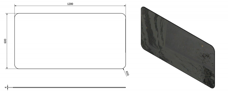 ISHAPE zrcadlo s broušenou hranou 120x60cm, zakulacené rohy, CU free