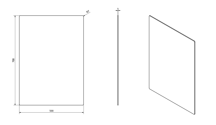 PLAIN zrcadlo s broušenou hranou 50x70cm, zakulacené rohy, CU free