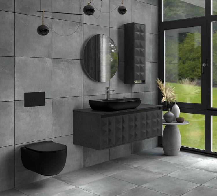 Interiérová dlažba imitace betonu Bona Dea Dark Grey 60x60 cm matný povrch 1. jakost