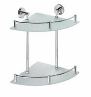 X-ROUND E skleněná polička rohová dvojitá s hrazdou 280x380x280mm, chrom | Více -